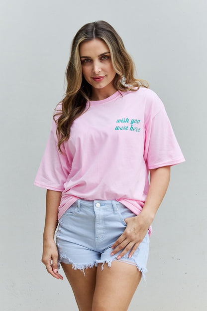 Wish You Were Here" Oversized Graphic T-Shirt