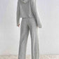 Drawstring Ribbed Hoodie and Straight Leg Pants Set