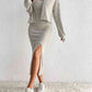Ribbed Spaghetti Strap Slit Dress & Cardigan Set