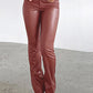PU Leather High Waist Straight Pants