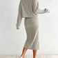 Ribbed Spaghetti Strap Slit Dress & Cardigan Set