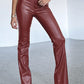 PU Leather High Waist Straight Pants